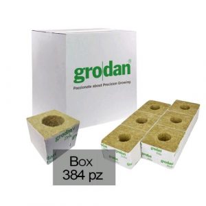 GRODAN - SCATOLA CUBETTI LANA DI ROCCIA 7.5X7.5X7.5 CM CON FORO Ø 4 CM - 384 UNITÀ